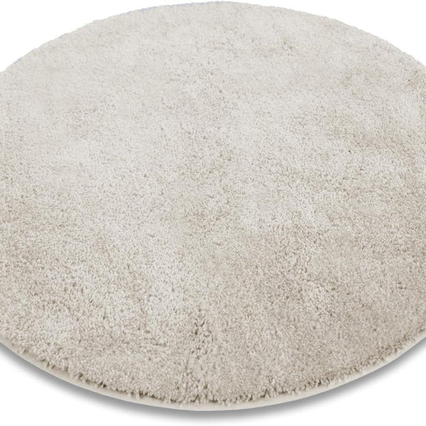 120 cm Round Ivory Fluffy Bathroom Rug Shaggy Bath Mat Non-Slip Washable Bathroom Shower Mat - Bath Mat for UK homes and businesses