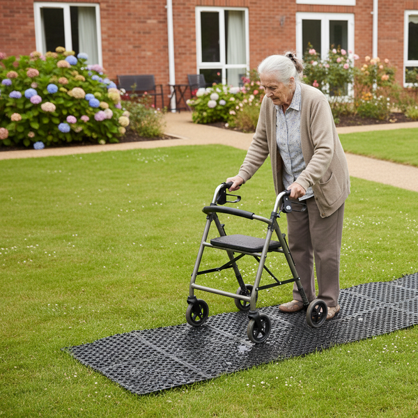 Rubber grass mat public access safety