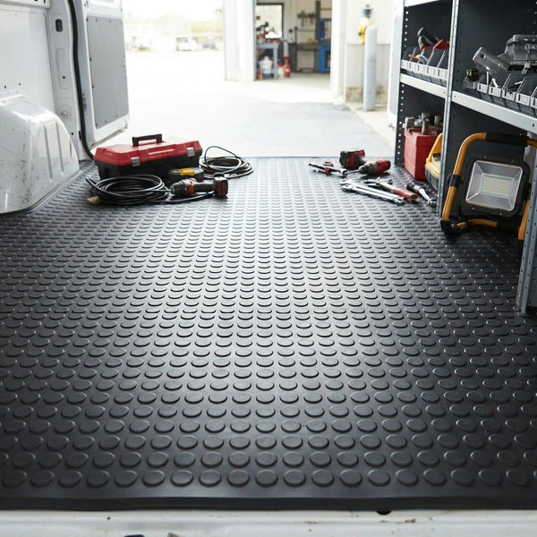 Coin rubber matting roll - laid in commercial van floor