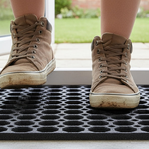 Honeycomb rubber boot scraper mat - UK conservatory