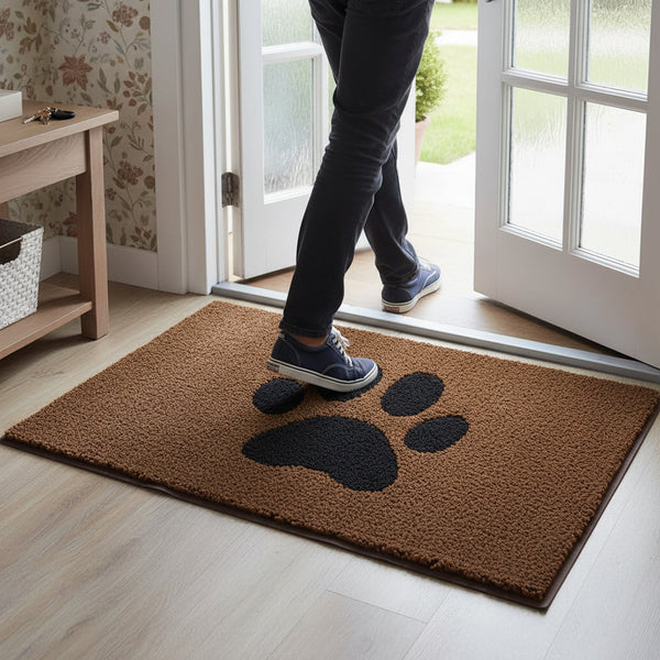 Brown Absorbent Mat - in use at UK home entrance