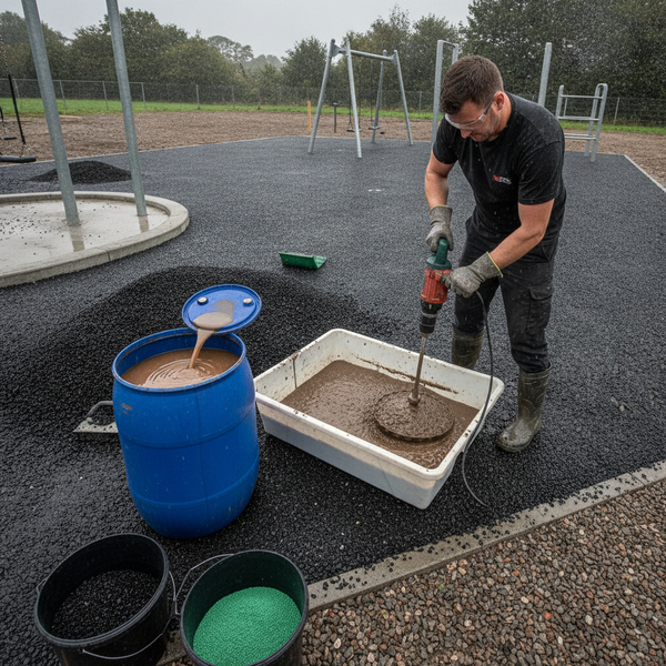 Polyurethane wet pour rubber binder 25kg keg playground installation