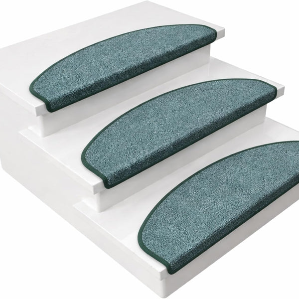 1 x Stair Tread Mats, Indoor Stair Mats for Stair Carpet, Self-Adhesive, Rug for Stair Protectors, Stair Protection (London, Green, 65 x 23 cm, Semicircular) - Stair Mat for UK homes and businesses