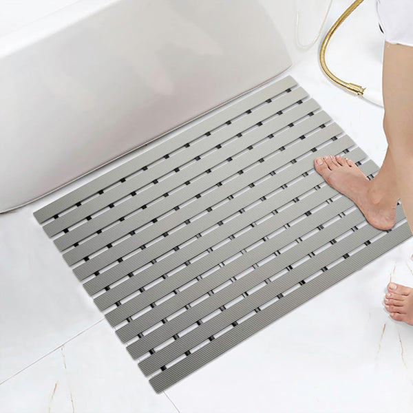 Non-Slip Bath Mat for Wet Areas - 43 x 150 cm, Grey - Antibacterial Doormat with Drainage Function - Bath Mat, Shower Grate, Sauna Rack, Wet Room Mat for Changing Rooms, Swimming Pools, Bathroom - Bath Mat for UK homes and businesses