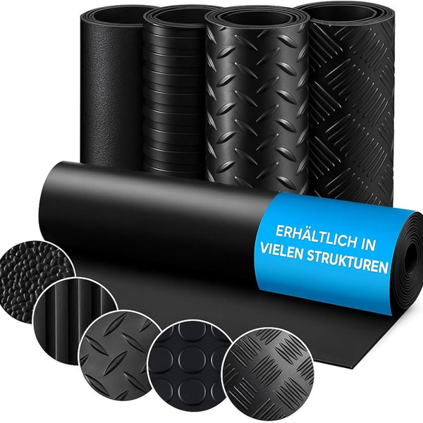 Rubber Mat Sold by the Metre - Rubber Runner in Many Structures - Non-Slip Mat - Nub Mat - Floor Mat - Tear Plate - Flooring (Fine Ribbed - Black, 50 x 100 cm) - Rubber Mat for UK homes and businesses