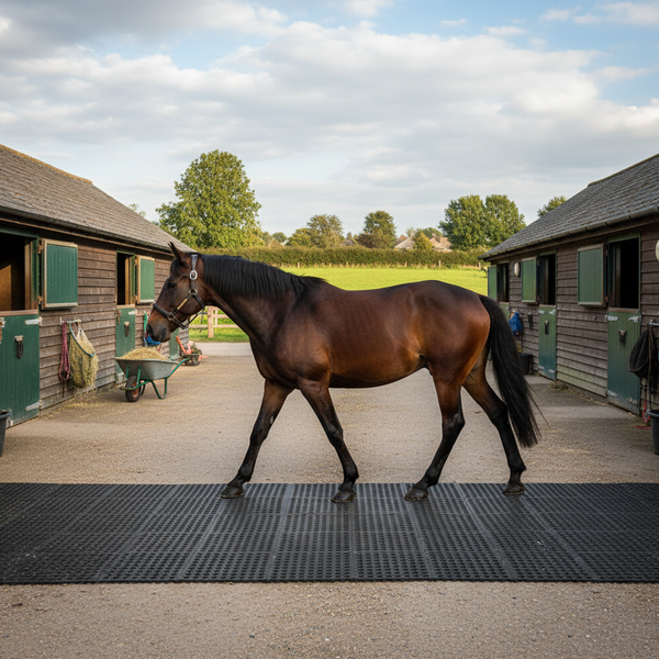Equestrian stable rubber grass mat