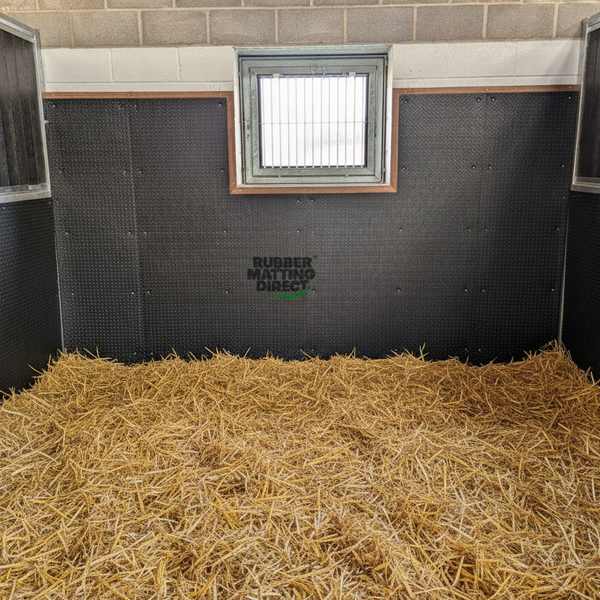 EVA stable wall protection foam mats installed in UK horse stable - Rubber Matting Direct