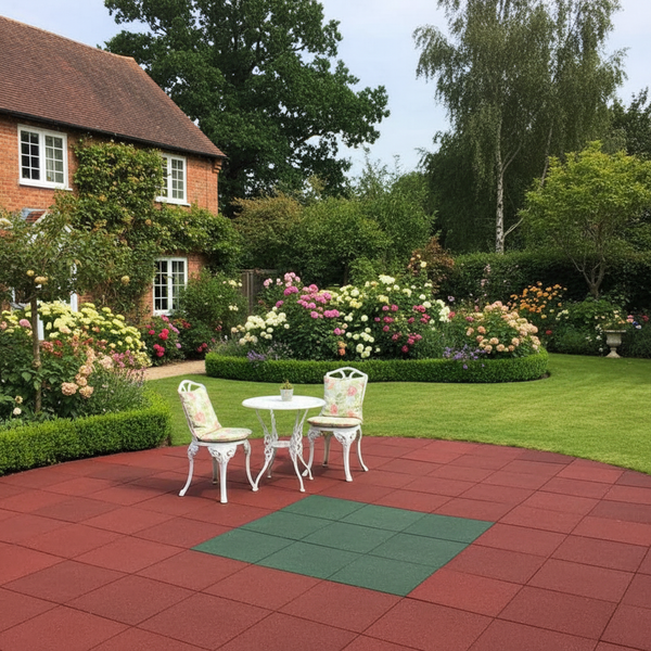 SafeStep Rubber Paving Slabs installed in UK garden setting