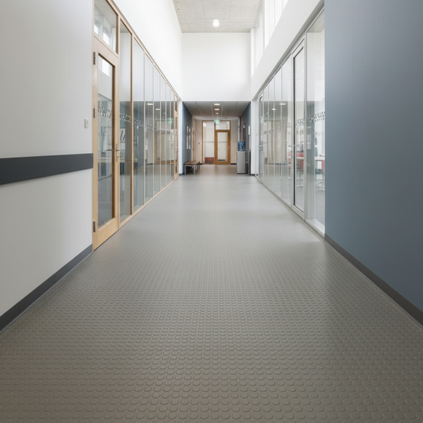 MatPro High Traffic Rubber Flooring Tiles installed in school corridor