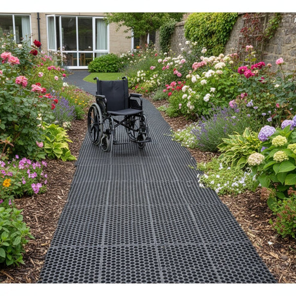 Cemetery pathway accessible rubber grass mat