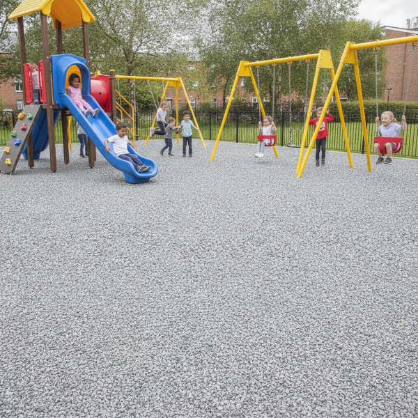 Platinum Grey EPDM granules wet pour rubber safety surface playground UK