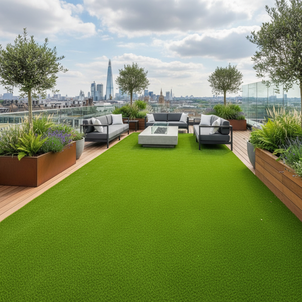 Premium artificial grass rooftop installation London