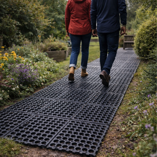 Rubber Grass Mat 4-Pack Starter Kit — Interlocking Ground Protection for Small G - grass mat UK - product hero shot showing full dimensions