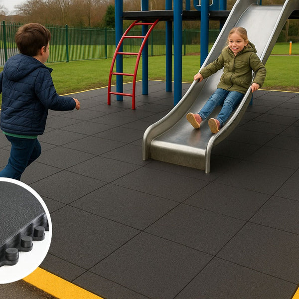 Playground Safety Mats BS EN 1177 Certified Shock Absorbing Schools & Parks - playground mat UK - product hero shot showing full dimensions