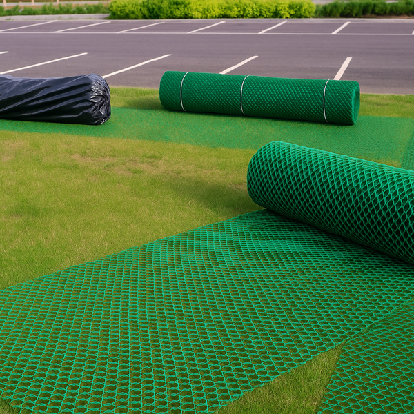 Turf Protection Mesh Grass Reinforcement for Car Parks & Lawns Ground Stabilisat - grass mat UK - product hero shot showing full dimensions