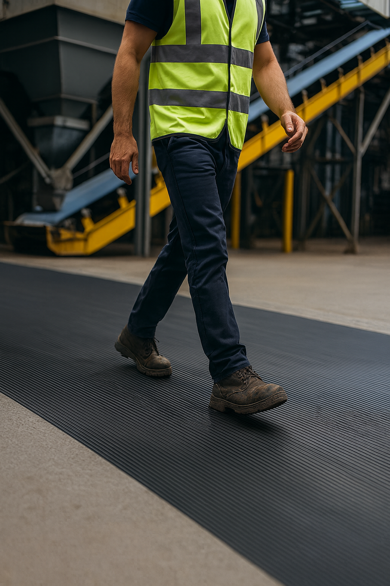 Fine Ribbed Premium Anti-Slip Rubber Matting for Safety and Durability