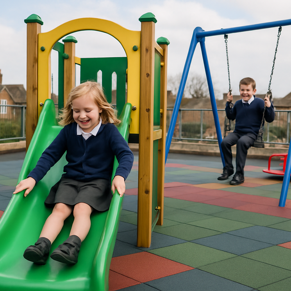 Playground Safety Tiles 1m x 1m x 30mm – ASTM F1292 Certified Rubber Flooring for Schools, Parks & Play Areas | Critical Fall Height Protection - Image 1 - Rubber Matting Direct UK