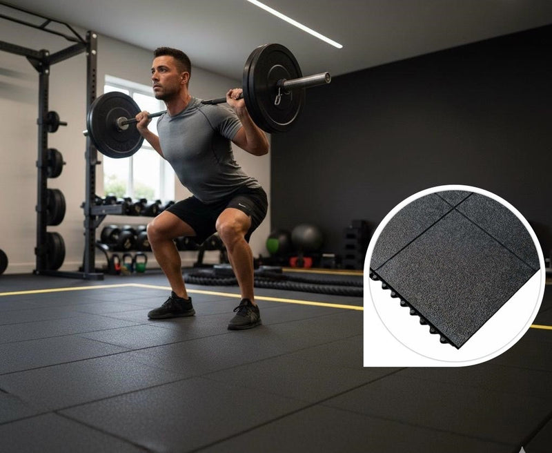 Premium Interlocking Black Rubber Gym Mats