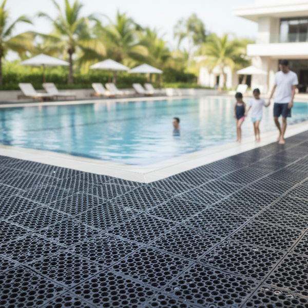 Swimming Pool Matting Safety Rubber Surface Anti-Slip Pool Surround Changing Roo - non-slip UK - product hero shot showing full dimensions
