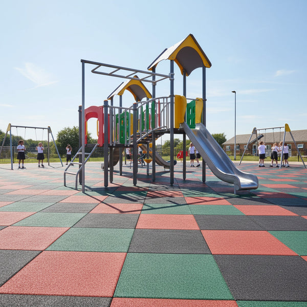 Shock-Absorbing Playground Safety Mat | 50x50cm | - UK commercial application scene 1