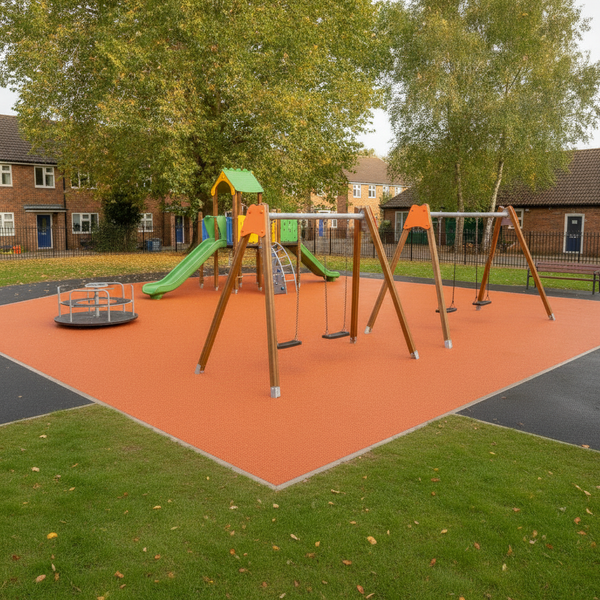 Flame Orange EPDM rubber surfacing school playground park EN1177