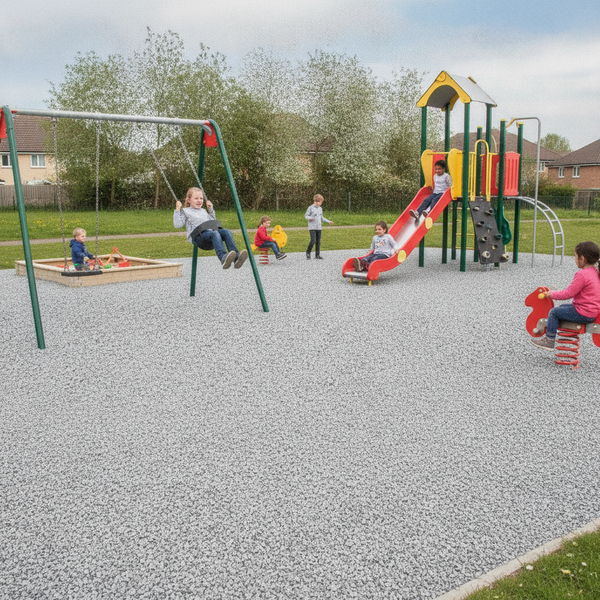 Limestone Grey EPDM granules wet pour rubber safety surface playground UK