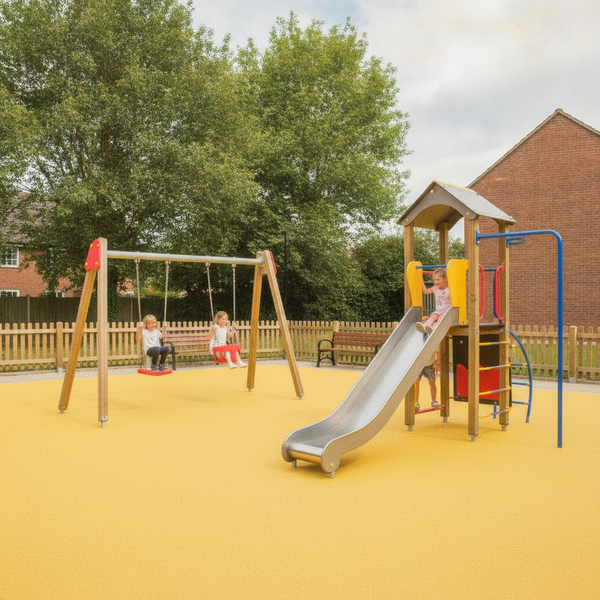 Buttercup Yellow EPDM granules wet pour rubber safety surface playground UK