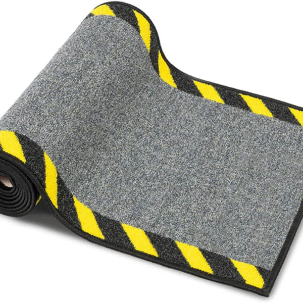 Cable Mat with Warning Border - Safety Mat for Office & Warehouse - Non-Slip, Washable - Black/Yellow, 40 cm x 200 cm - Cable Mat for UK homes and businesses