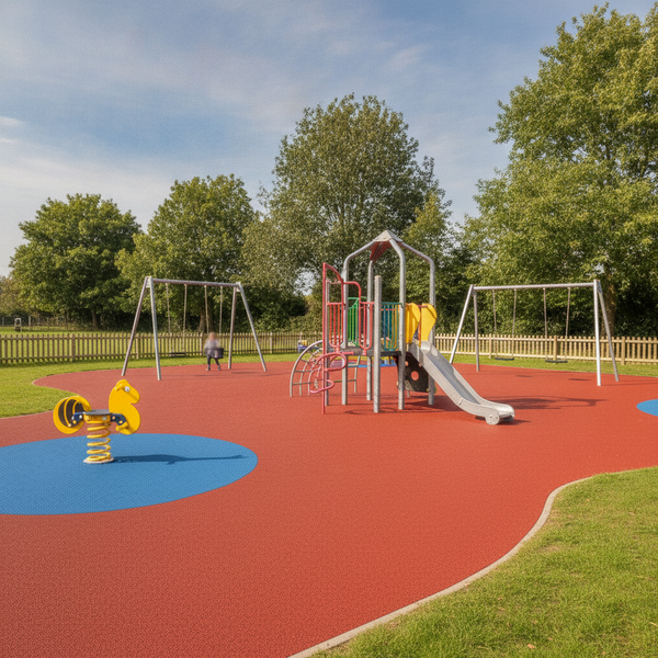 Brick Red EPDM rubber surfacing school playground park EN1177