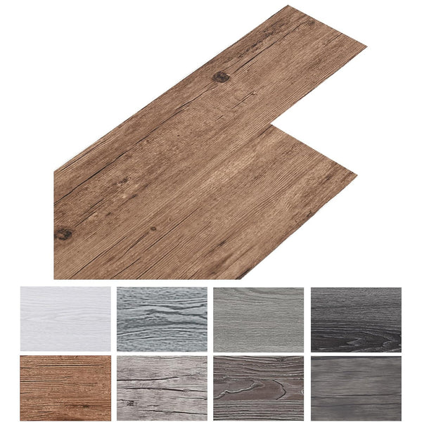 Self-adhesive brown wood grain PVC vinyl planks 5.02m² waterproof