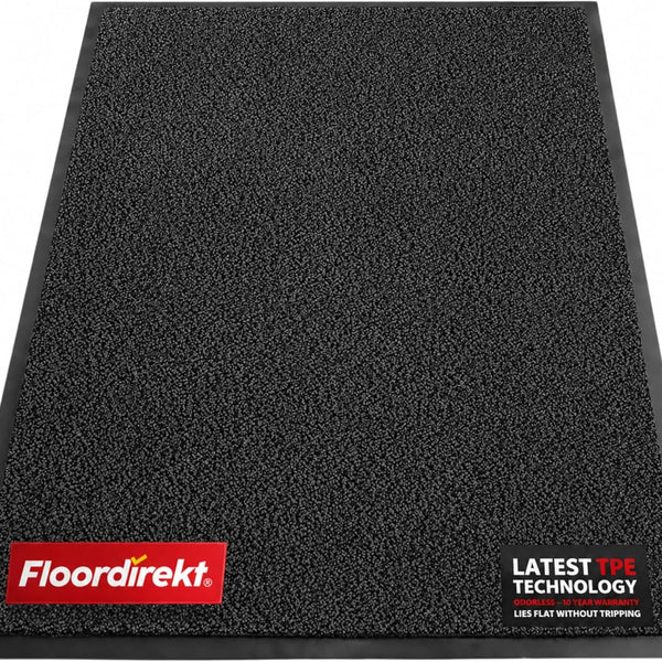 Washable Door Mats Indoor - Outdoor - Non Slip Heavy Duty - Stylish Large Rubber - Perfect Dust Trapping Doormats - Anthracite 60 x 90 cm - Entrance Mat for UK homes and businesses