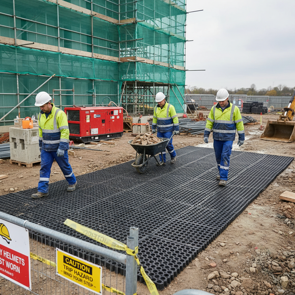 Construction site access rubber mat
