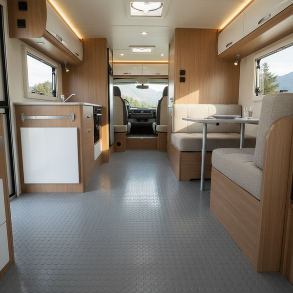 Campervan Flooring Studded Rubber Matting R11 Non-Slip VW Transporter & Sprinter - industrial mat UK - product hero shot showing full dimensions
