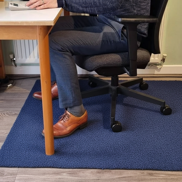 Premium fabric chair mat in Blue colour - home office setting