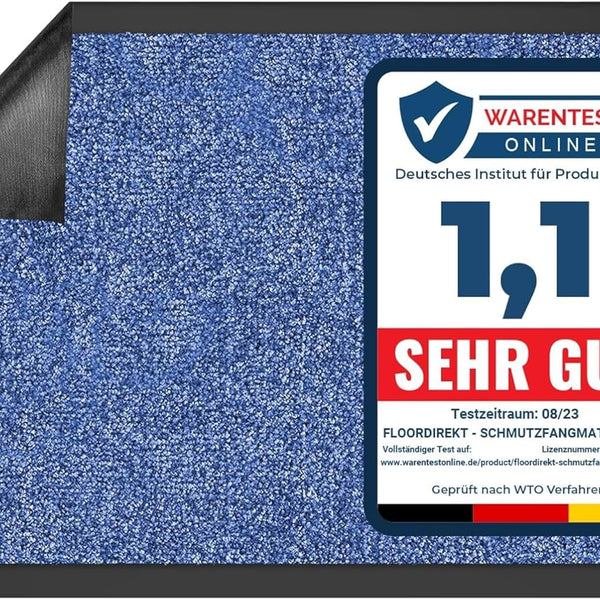 Rhine Dirt Trapper Mat, Washable & Powerful Doormat with Non-Slip Backing, Door Mat for Entrance Area (Blue, 200 cm x 400 cm) - Entrance Mat for UK homes and businesses