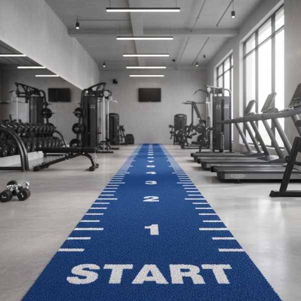 TrackMaster Essential Sprint Track installed in professional gym