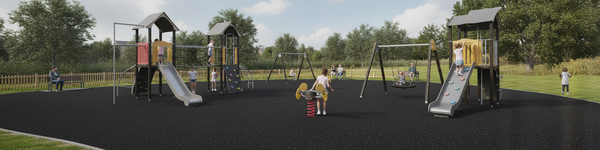 Black EPDM rubber granules wet pour safety surface playground UK