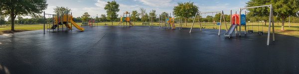 Black EPDM wet pour rubber surfacing park recreational area