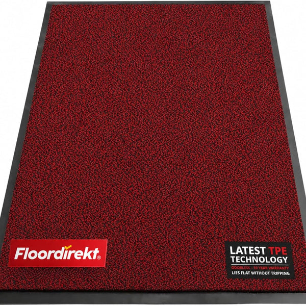Washable Door Mats Indoor - Outdoor - Non Slip Heavy Duty - Stylish Large Rubber - Perfect Dust Trapping Doormats - Red 60 x 90 cm - Entrance Mat for UK homes and businesses
