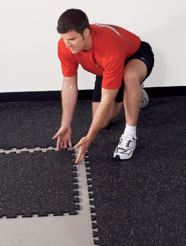 Classico Gym Tiles 12mm 1m x 1m Interlocking Red-Fleck Rubber - gym flooring UK - product hero shot showing full dimensions