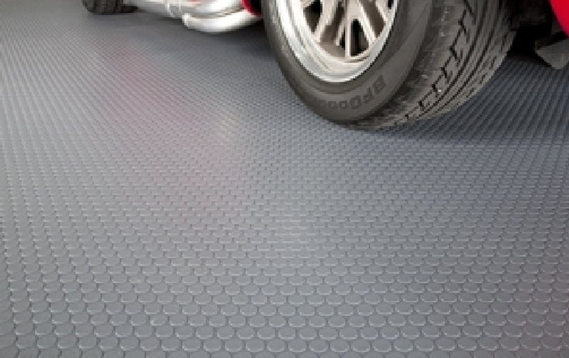 Non-Slip Heavy Duty Rubber Flooring Rolls with Studded Dot Penny Pattern for Maximum Safety