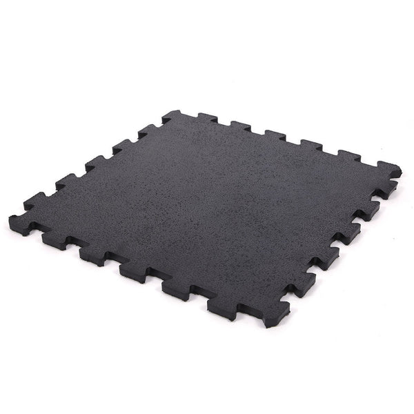 17mm Solid Rubber Gym Mat 50cm x 50cm - Black Heavy Duty Interlocking Tile