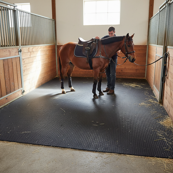 Heavy Duty Rubber Horse Stable Mat - 6ft x 4ft Premium Equestrian Flooring