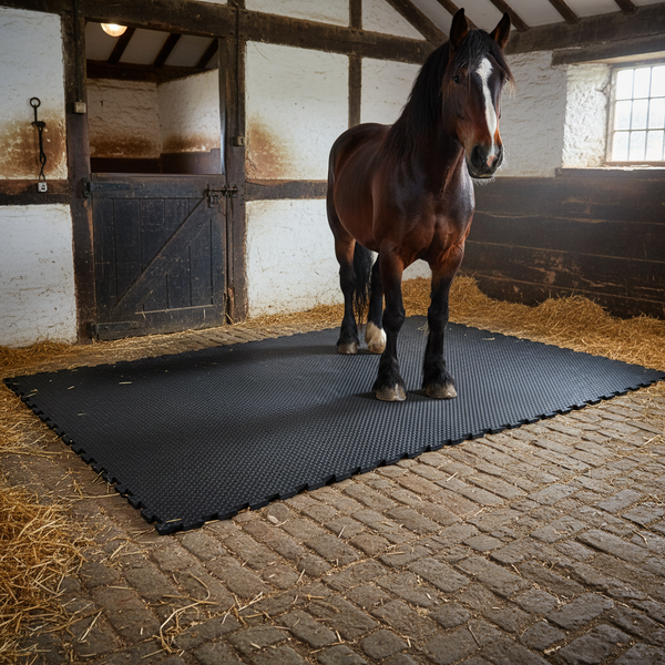 Heavy Duty Rubber Horse Stable Mat - 6ft x 4ft Premium Equestrian Flooring