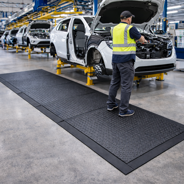 Interlocking Industrial Rubber Floor Mats Anti-Fatigue Workshop Flooring - industrial mat UK - product hero shot showing full dimensions