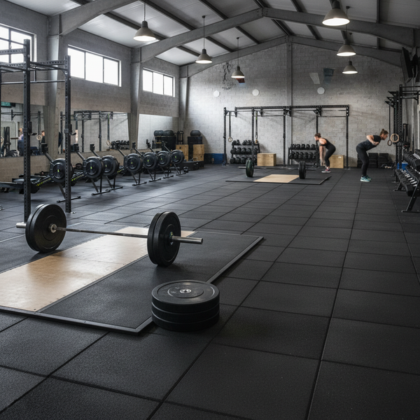 MatPro Konnecta Velvet Black Premium Self-Locking Gym Tiles CrossFit Training Facility Installation
