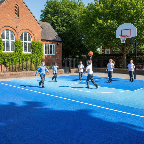 MatPro Modular Multi-Sport Tiles installed at UK school playground basketball court