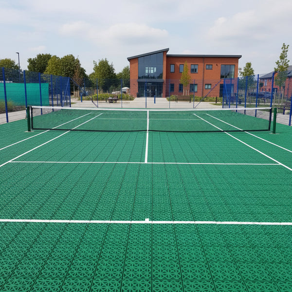 MatPro Modular Sports Court Tiles installed as tennis court - Green