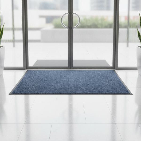 Washable Rubber Doormat Blue 60×90cm – Non-Slip Heavy-Duty I - Office Entrance Setting
