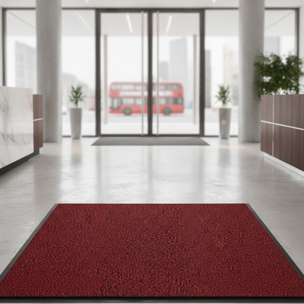 Washable Rubber Doormat Red 60×90cm – Non-Slip Heavy-Duty In - Office Entrance Setting